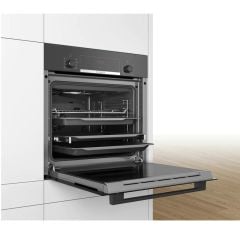 BOSCH HIF534EB3T BUHAR DESTEKLİ SİYAH CAM ANKASTRE FIRIN